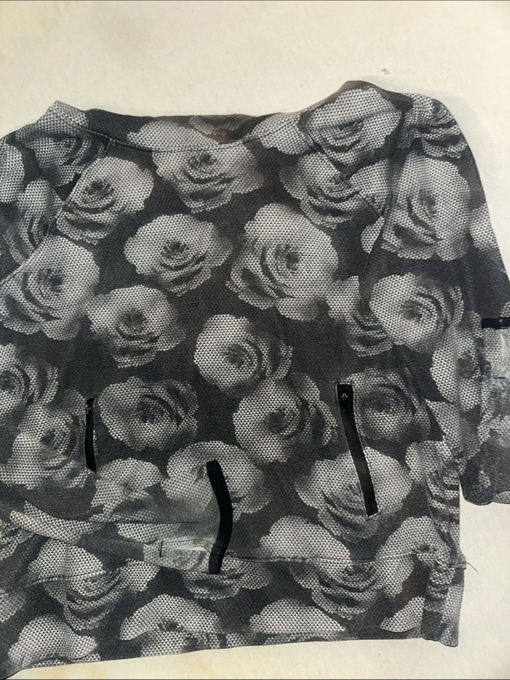 Womens Size L SO Floral Rose Print Sheer Long Sleeve Pullover Hoodie
